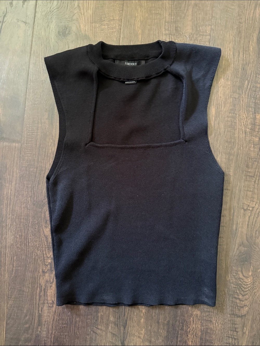 Forever 21 Black Sleeveless Square-Neck Tank